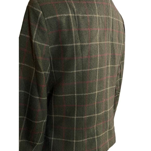 Twee For Petes Sake Women Size 8 Green Window Pane Quiet Money Vintage Blazer - Picture 5 of 8
